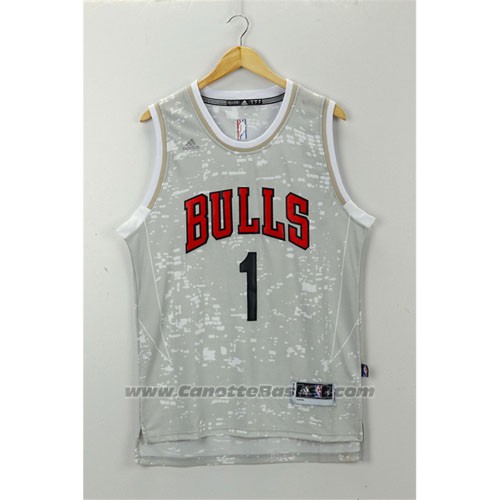 Maglia Luci Della Citta Chicago Bulls Derrick Rose #1 Grigio